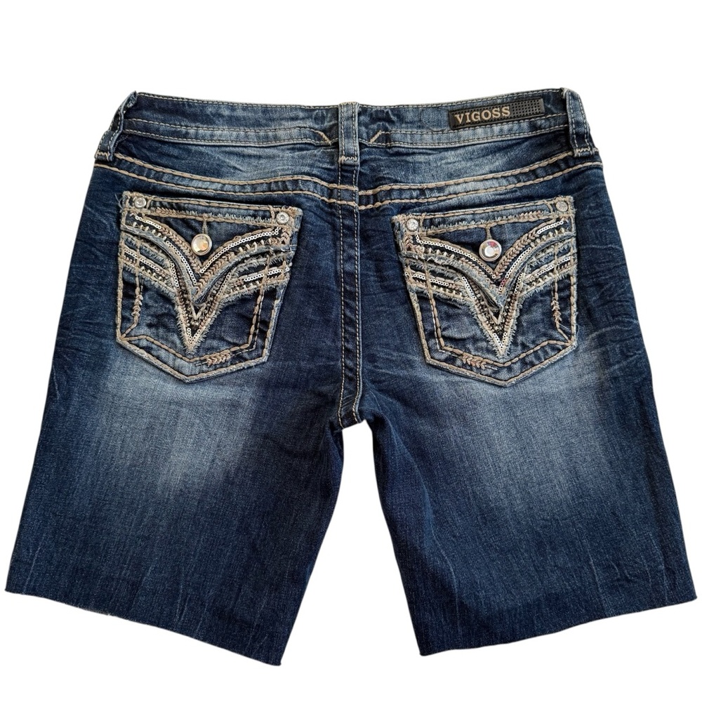 VIGOSS Dallas Bootcut Heritage Fit Embroidered Raw Hem Cut-Off Shorts Size 3/4